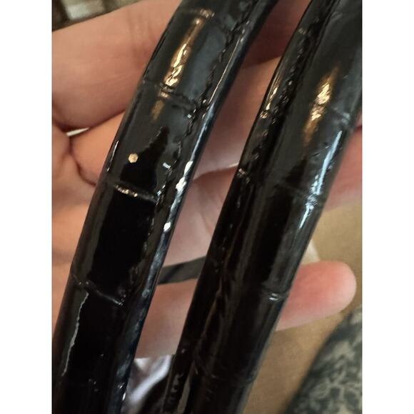 BRIGHTON Crocs Embossed Belted Black Patent Leather Shoulder Bag - Picture 9 of 14